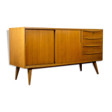 Vintage walnut sideboard with sliding doors and drawers 1960s