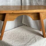 Rustic stool with compass legs, mountain furniture