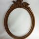 Old oval frame in wood and stucco + old glass glass blown - 27 x 21 cm