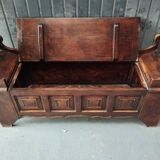 Wooden bench, chestnut chest
