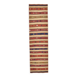 Vintage Sand Beige & Blue Kilim Runner Rug, 70x258Cm