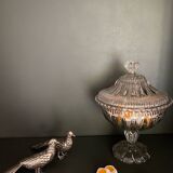 Bonbonniere, drageoire, sugar bowl in vintage molded and cut crystal