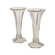 Pair of Clear Val Saint Lambert Luxval 'Americain' Vases, 23 cm