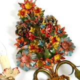 A pair of beautiful 1960s hand-painted and gilded metal wall lamps by Hans