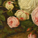 Tableau peinture du xixe "bouquet de roses"