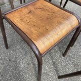Set of 6 vintage industrial school chairs for communities mullca delagrave tube & wood