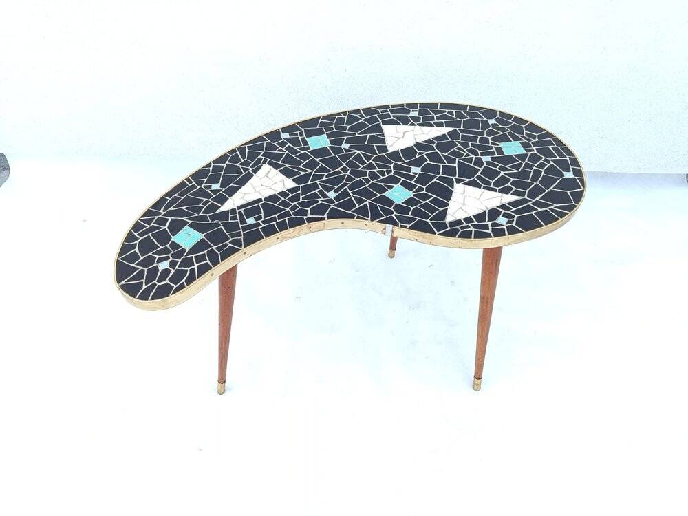 Kidney-shaped coffee table with mosaic top, 1950s