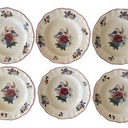 6  grandes assiettes creuses anciennes en faïence de Sarreguemines