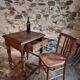 Antique French side table in walnut – 19th century, Louis Philippe style, solid walnut table with drawer (1870–1900)