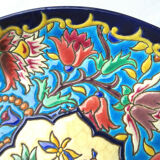 enamel plate, signed LONGWY, Flowers, model "Peonies"