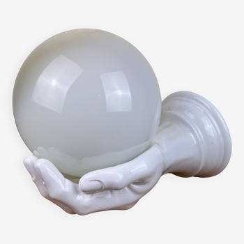 Applique main en céramique globe en verre d'origine années 70