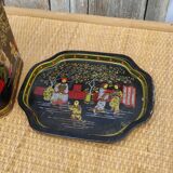 Vintage white metal tea boxes