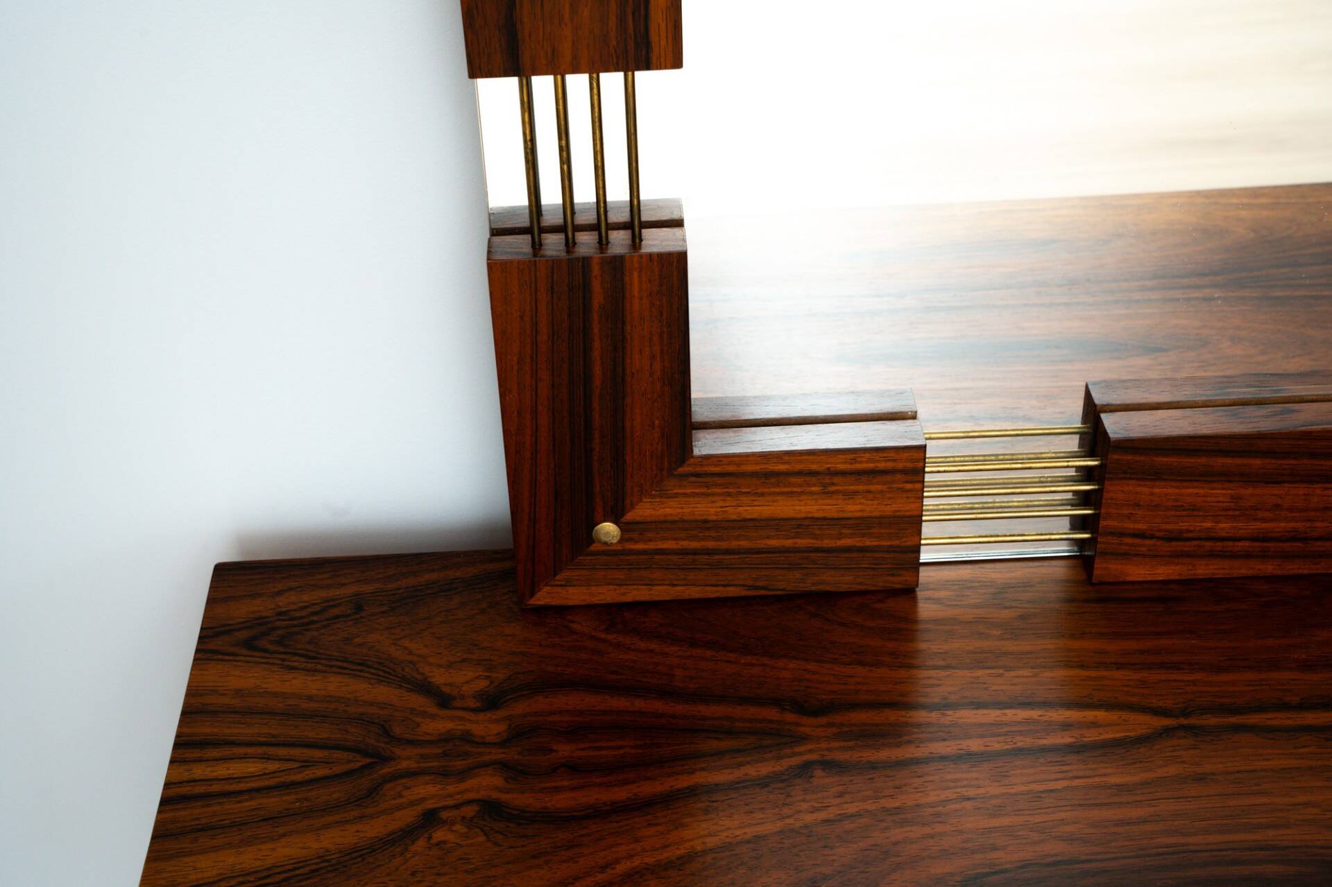 Miroir suédois du milieu du siècle avec console de coiffeuse – Ateljé Glas & Trä