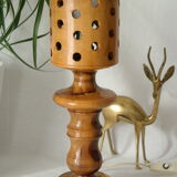 Lampe design vintage en bois d'olivier