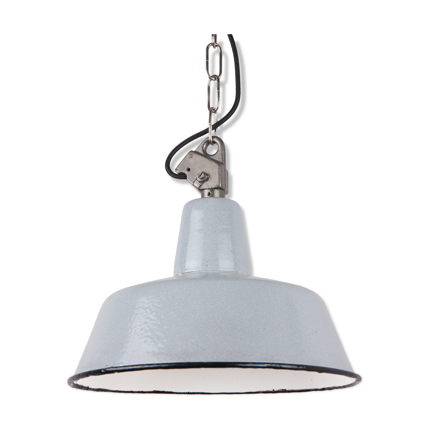 Grey industrial enamel lamp from Poland, 1960