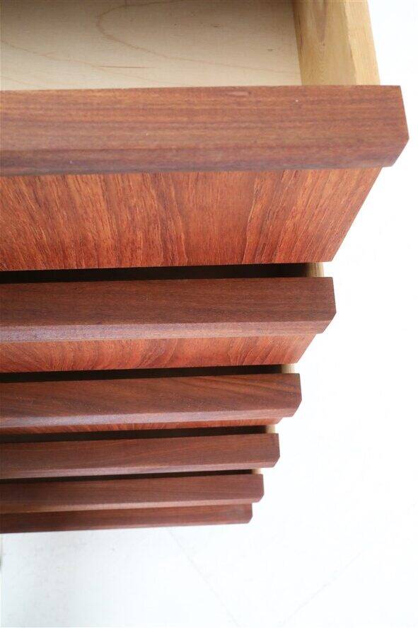 Restored Hanbjerg Møbelfabrik 'Tallboy' teak chest of drawers / Mid-century Danish modern design / 1960s