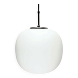 Minimalist suspended glass ball lamp from the vintage German space age by Glashütte Limburg, 1970s.