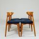 Vintage Scandinavian boucle navy blue chairs set of 4