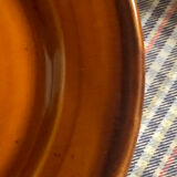 7 flat plates in earthenware Saint Clément vintage brown