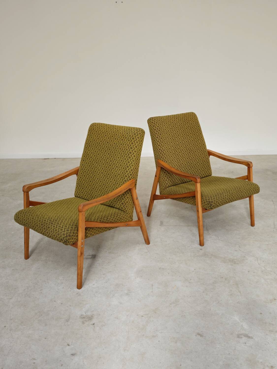 Pair of light green armchairs by Jiri Jiroutek for Interier Praha, 1960