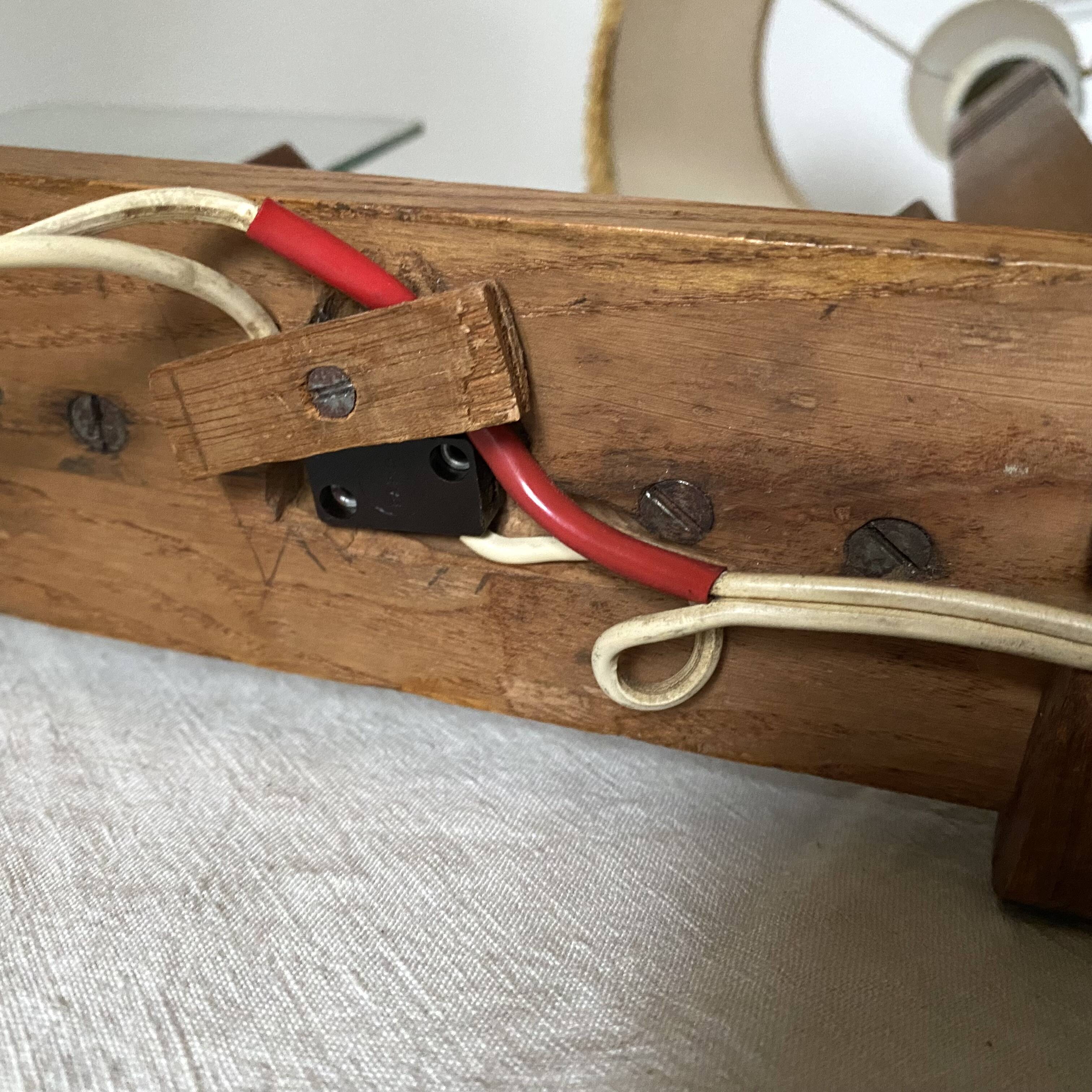 Art deco wooden lamp with photo holder