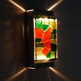 Large 1970 wall lamp in resin and glass