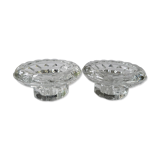 2 low crystal candlesticks