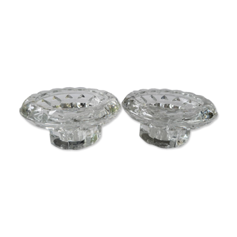 2 low crystal candlesticks