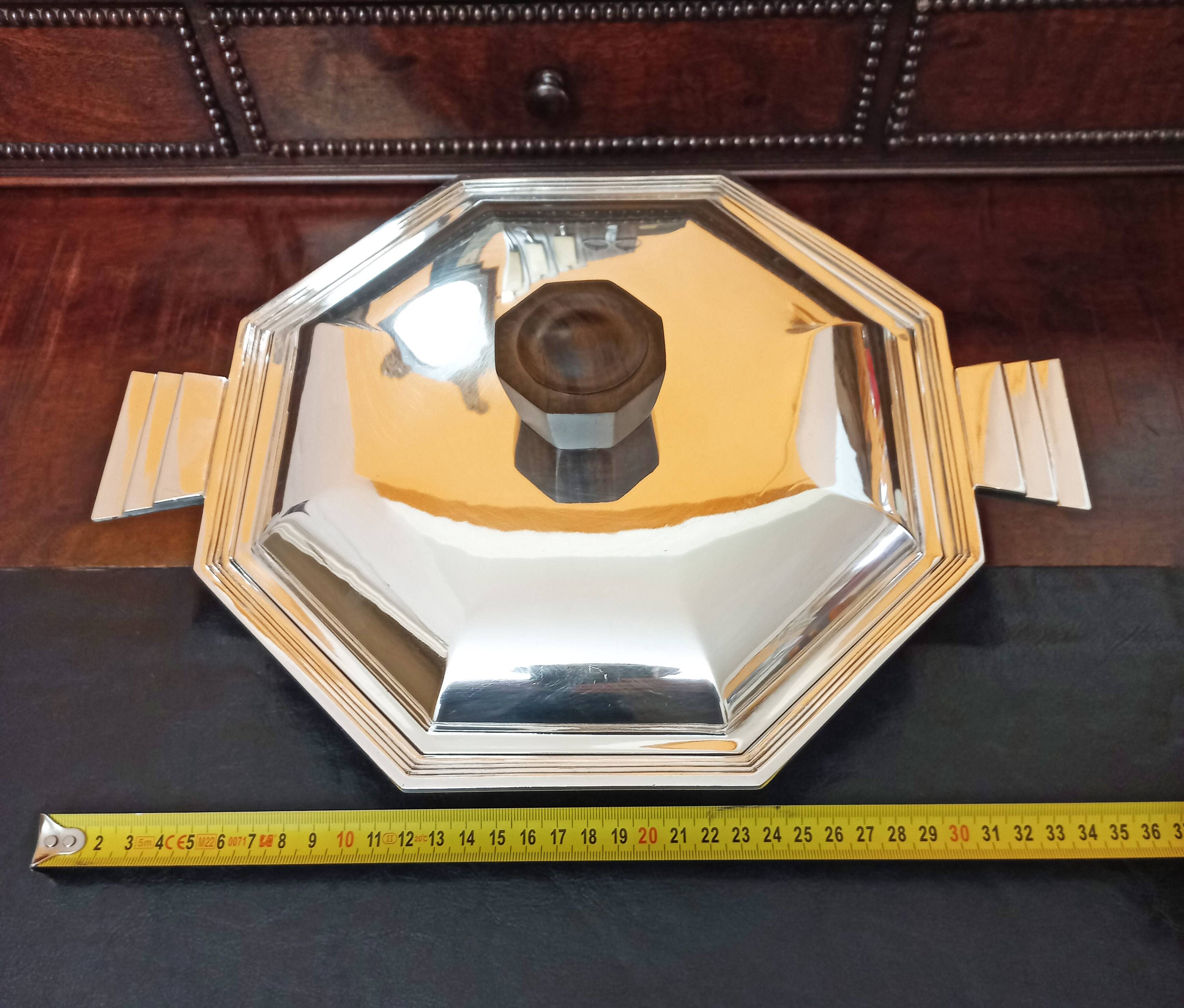 Art Deco plate 1930 silver metal