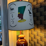 Ceramic and burgundy lacquered metal lamp