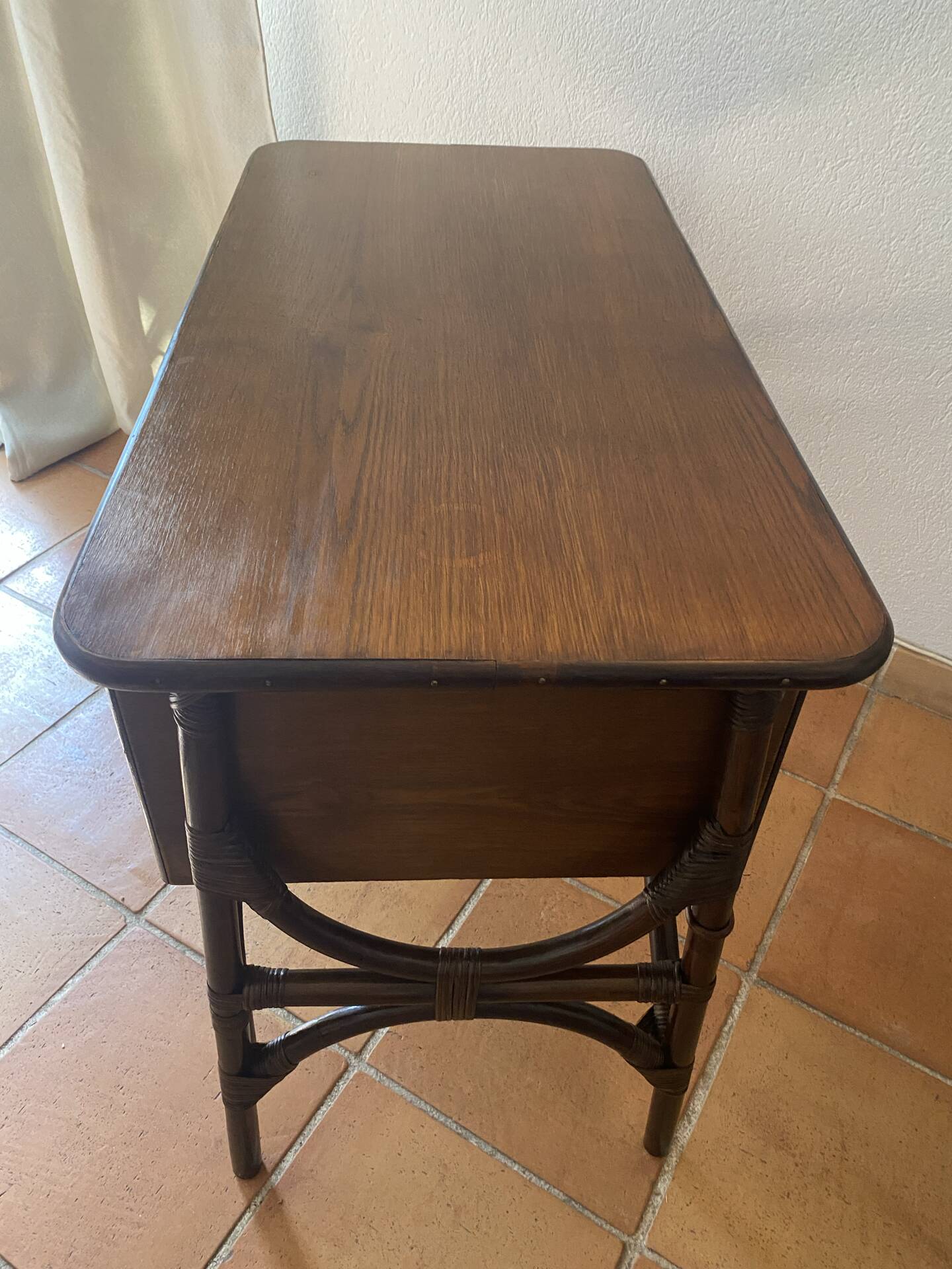 Rattan desk with three drawers