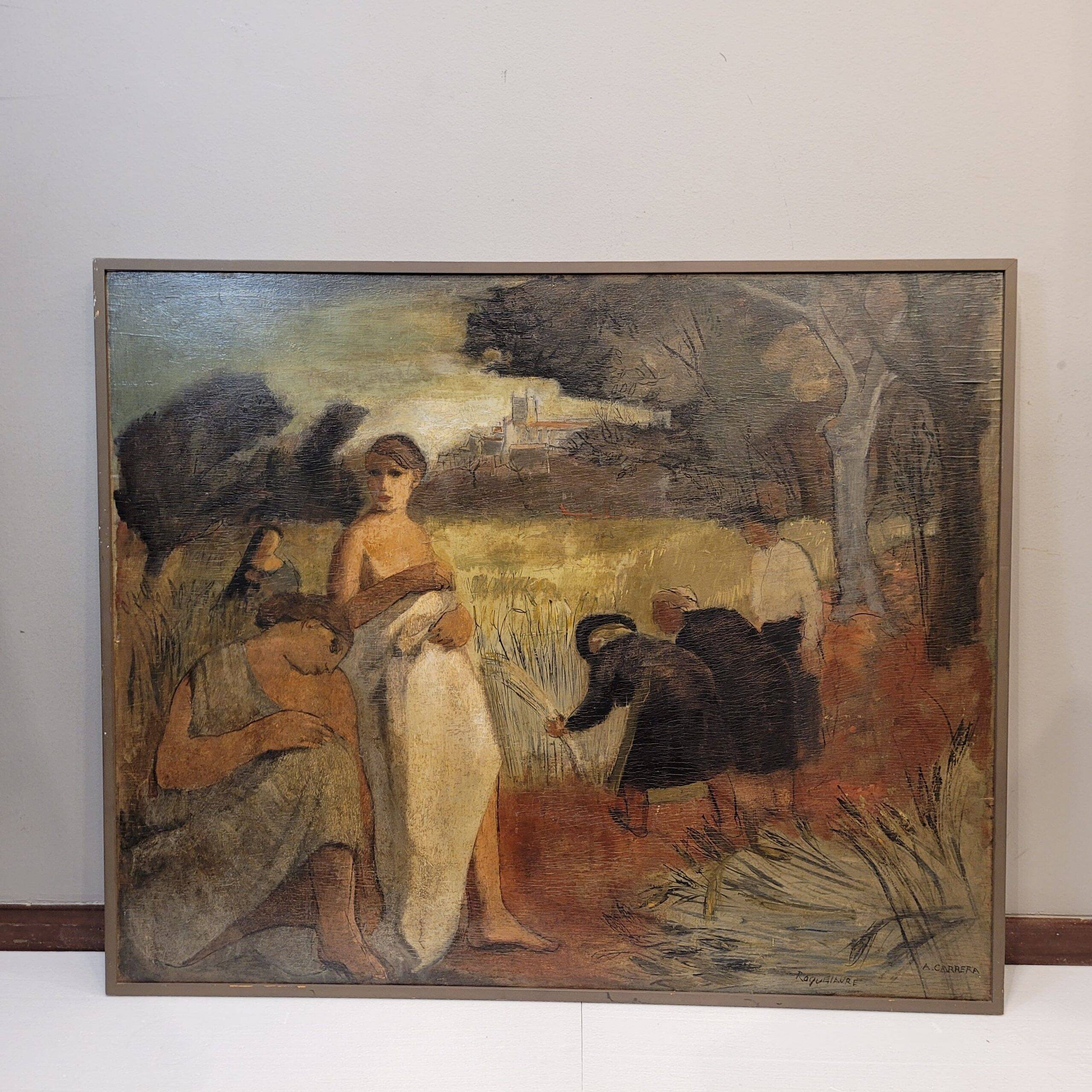 Oil on panel "Roquelaure", Agustín Carrera, Art Deco, early 20th century – Spain