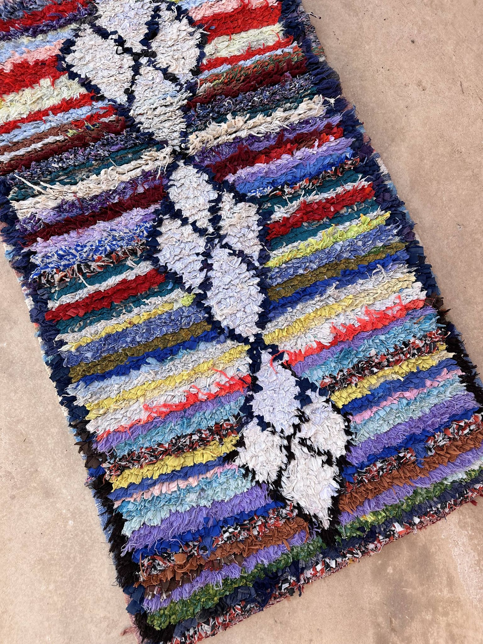 Tapis Berbère Boucherouite coloré - 80 x 189 cm