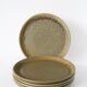 Lot de 5 assiettes plates en grès moucheté, Marron & Vert, Fabrication Arti
