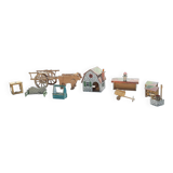 Set of old wooden toys from the farm