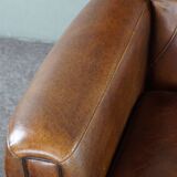 Set of a sheep leather design sofa and armchair