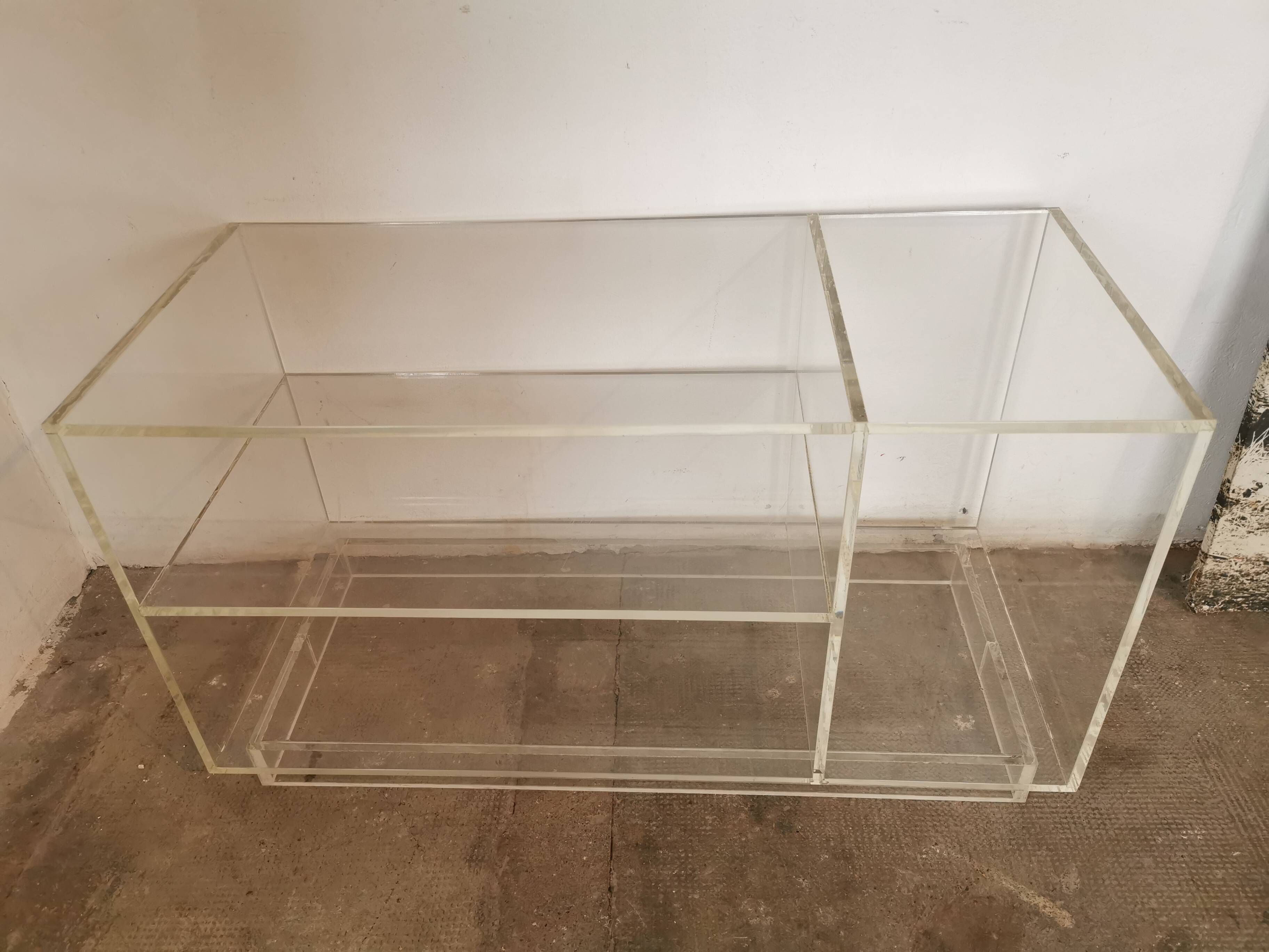 80s plexiglass hi-fi furniture shelf