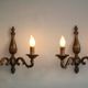 Pair of French vintage bronze traditional  art nouveau double wall lights