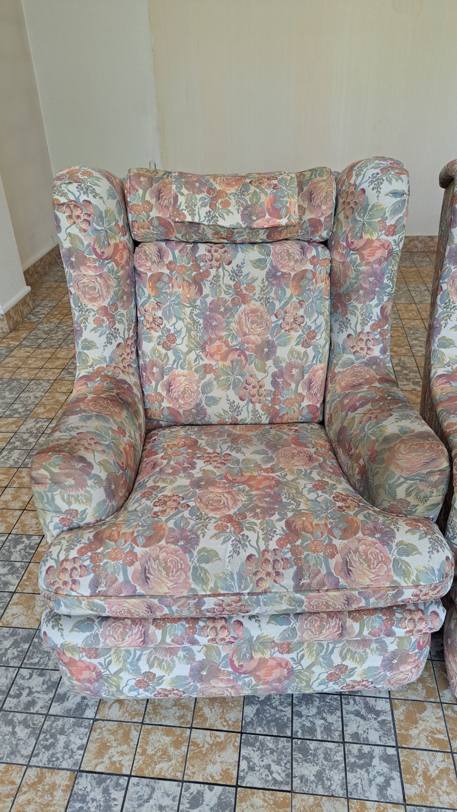 Pair of armchairs in fabric