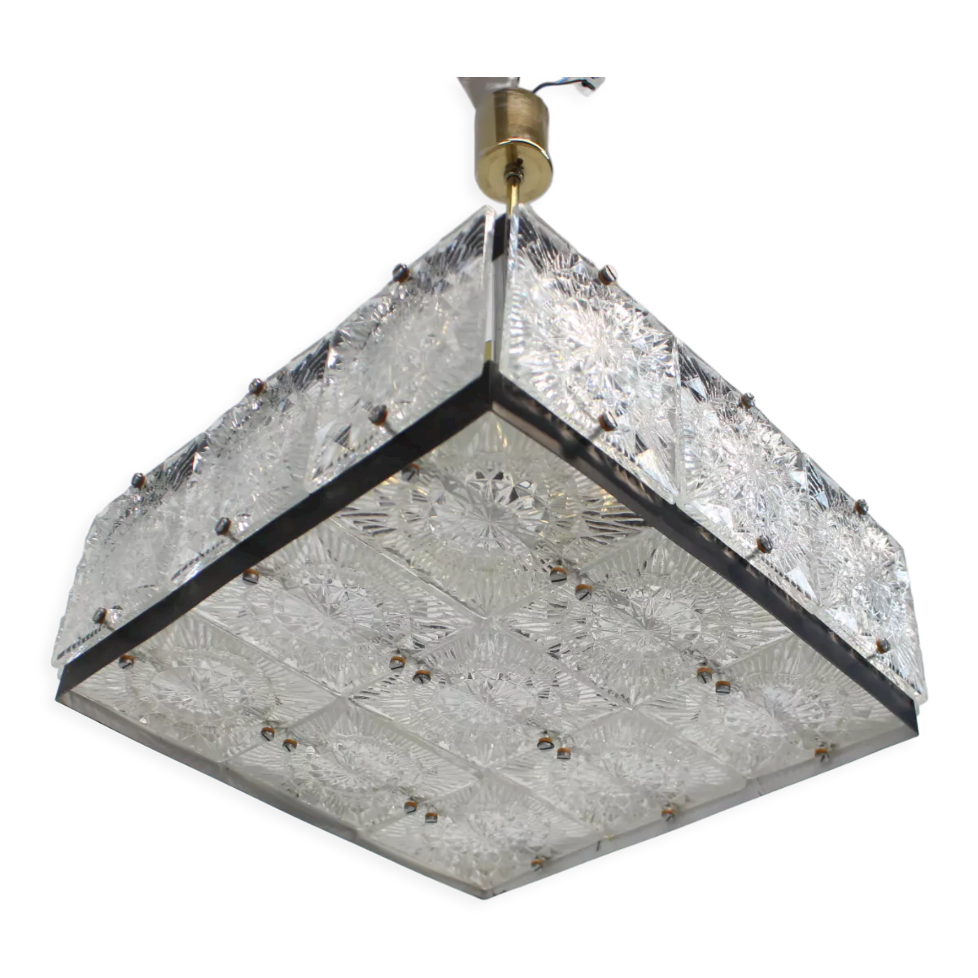 Rare Art Glass Chandelier  Kamenicky Senov, 1970's