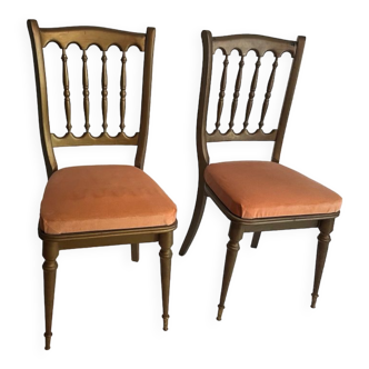 Lot de 2 chaises bois-velours