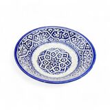 Moroccan ceramic handcrafted flat salad bowl from the city of Fez in Morocco