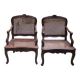 Pair of Louis XV style armchairs in wood and caning.