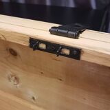 Old curved travel trunk, in pine, stripped 98x60x65