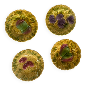 Lot de 4 assiettes à - barbotine sarreguemines