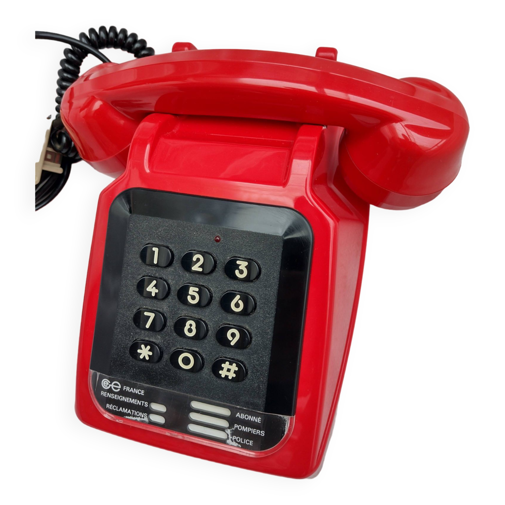 Ancien Téléfix Rouge S63 Socotel à Clavier - Vintage PTT France