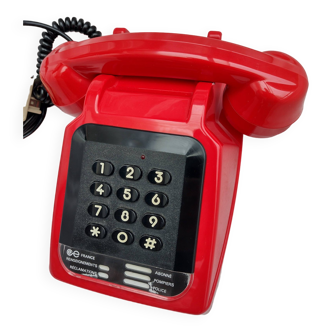 Old Vintage RED Telephone Socotel S63 with Keypad