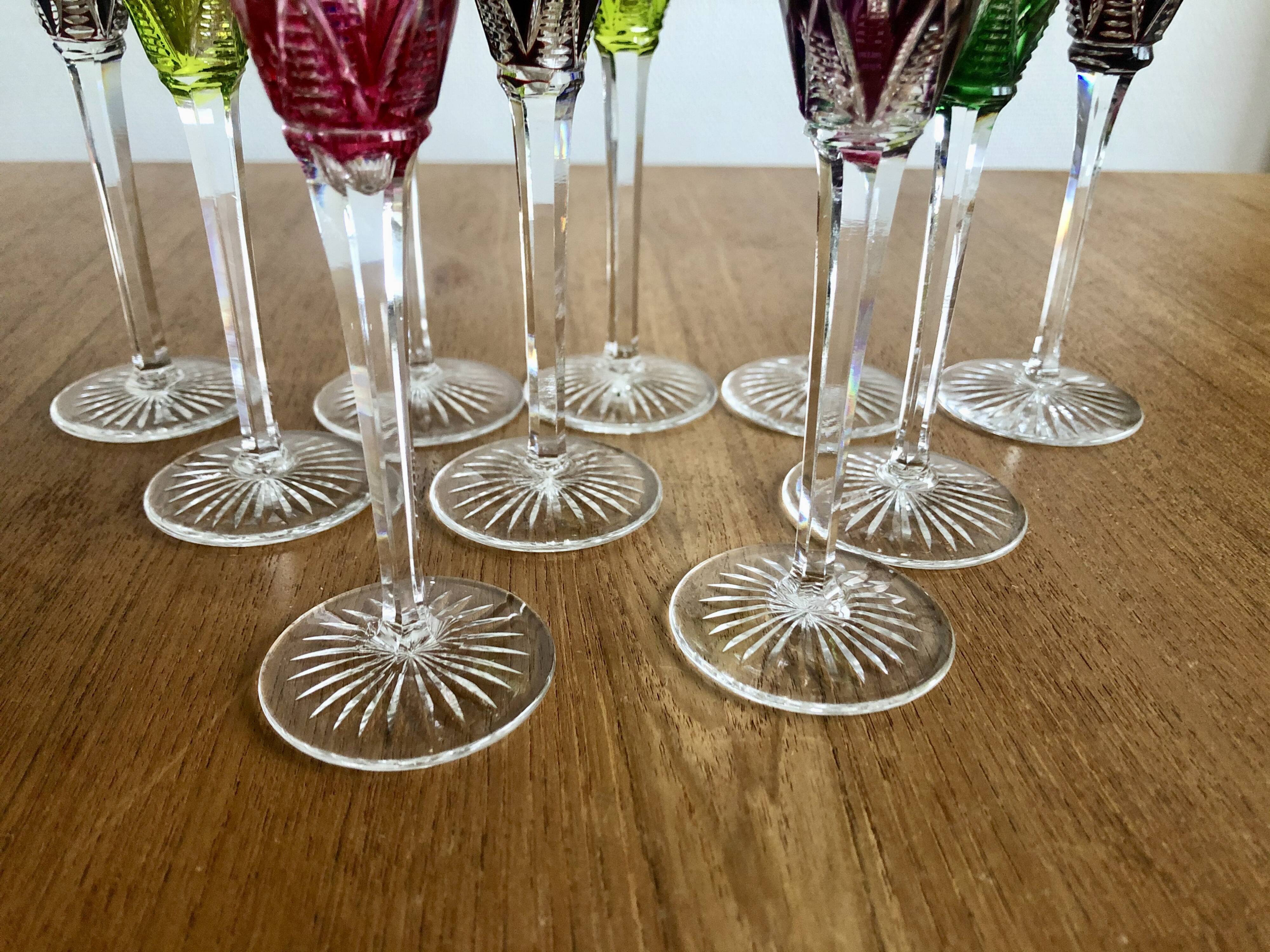 10 bohemian crystal liqueur glasses