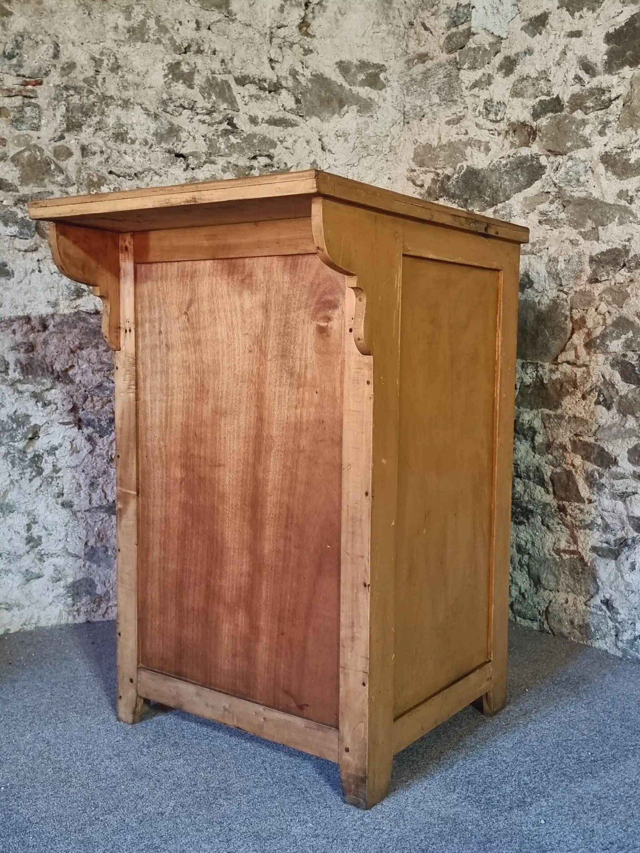 Vintage French Kitchen Work Cabinet - Rustic Painted Pine with Drawer and Cupboard (112 x 70 x 82 cm)