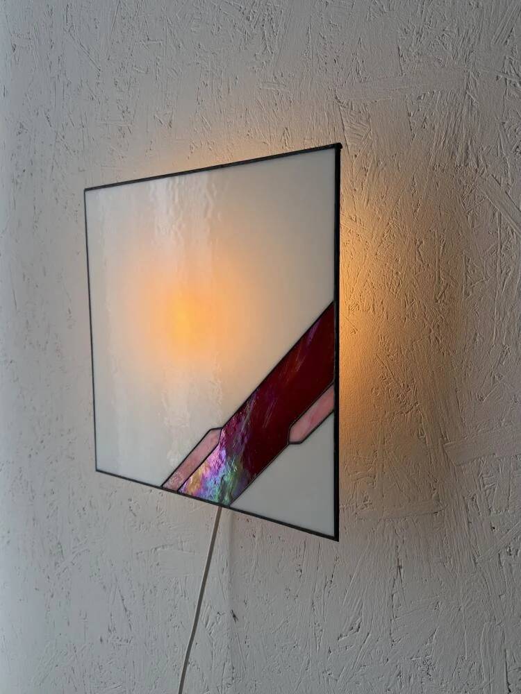 Architectural stained glass wall lamp with textured glass
